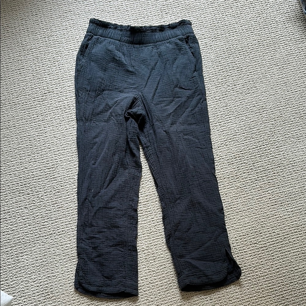 Black Textured Pants